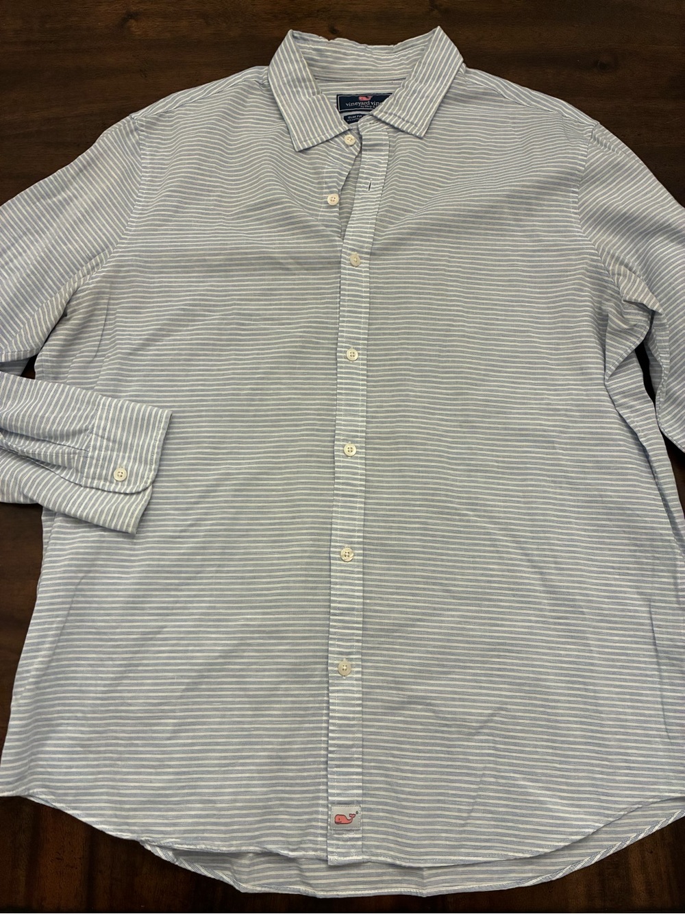 Vineyard Vines Button Down Shirt Men’s Large Striped Blue Slim Fit Cooper Shirt